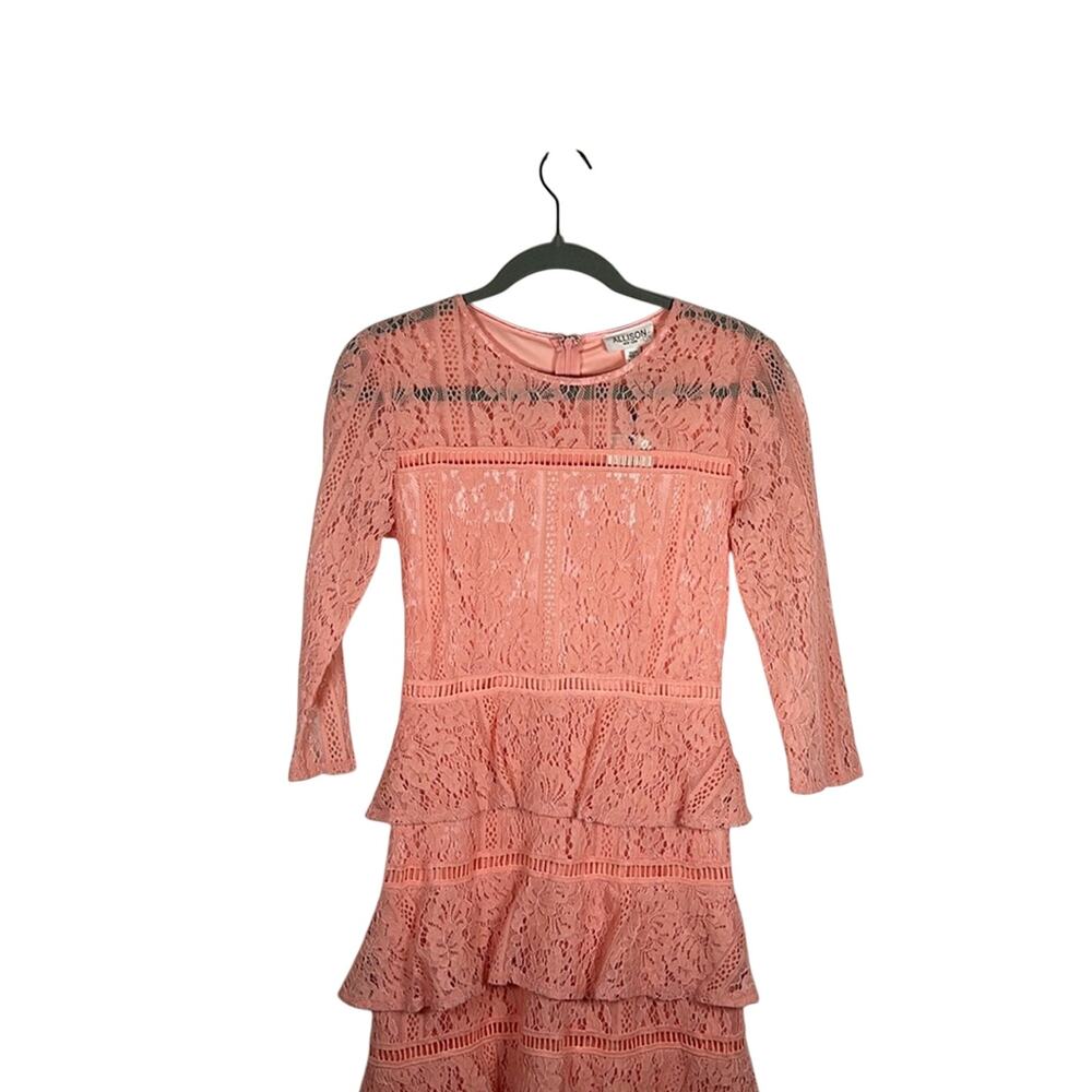 ALLISON NY Blush Lace Tiered Midi Dress XS NWT Cottagecore Romantic - Picture 2 of 6